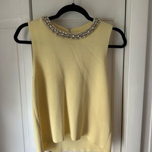 Zara Yellow Embellished Sleeveless Blouse